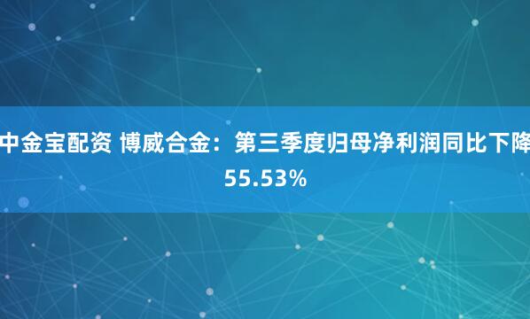 中金宝配资 博威合金：第三季度归母净利润同比下降55.53%